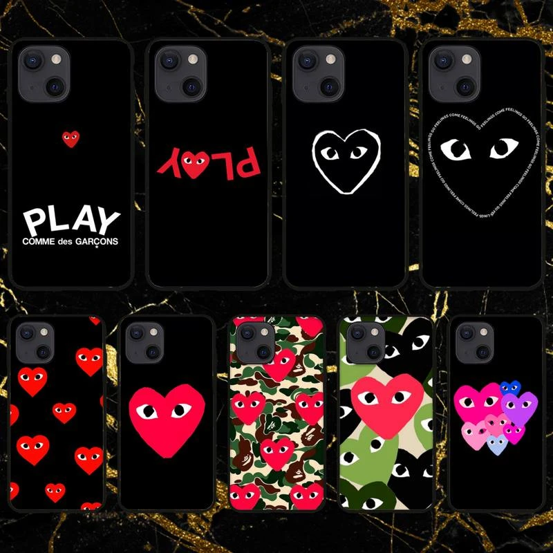 iphone 13 pro max case clear ZORORO PLAY Heart CDG Luxury Phone Case For iPhone 11 12 Mini 13 Pro XS Max X 8 7 6s Plus 5 SE XR Shell best iphone 13 pro max case