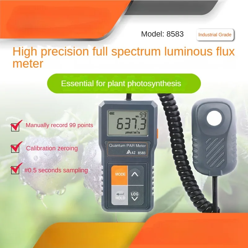 

AZ8583 Detachable/AZ8584 Pocket Full Spectrum Illuminometer High-precision Photometer Plant Greenhouse Illuminance Tester