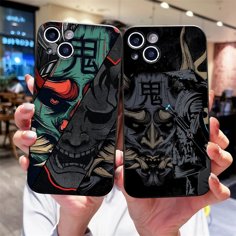 Ghost Face Samurai Shockproof Silicone Phone Case - Japan-Inspired Design