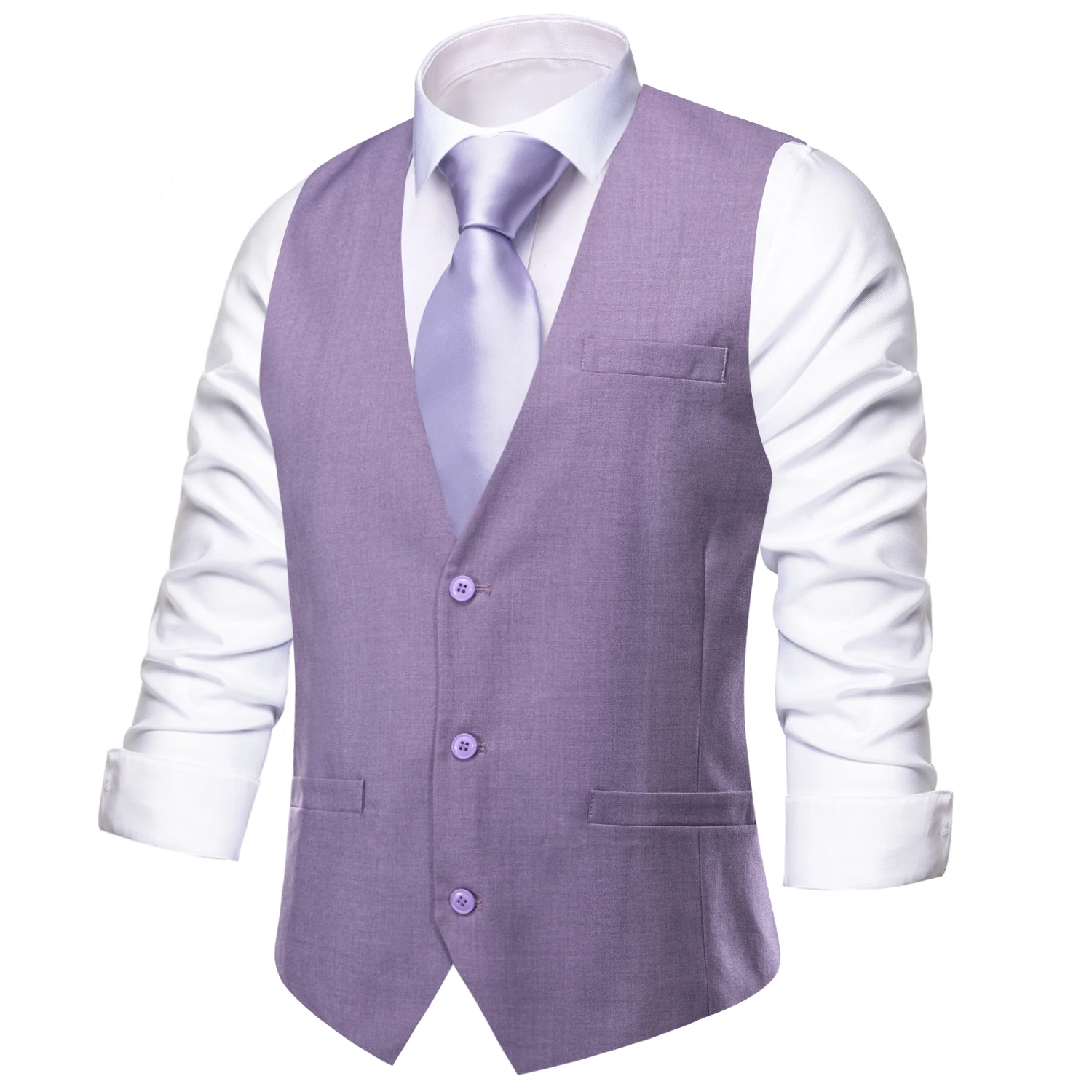 Hi-Tie Silk Men Vest Elegant Violet Purple Solid Slim Waistcoat Neck Tie Hanky Cufflinks Set for Men Suit Wedding Party Designer