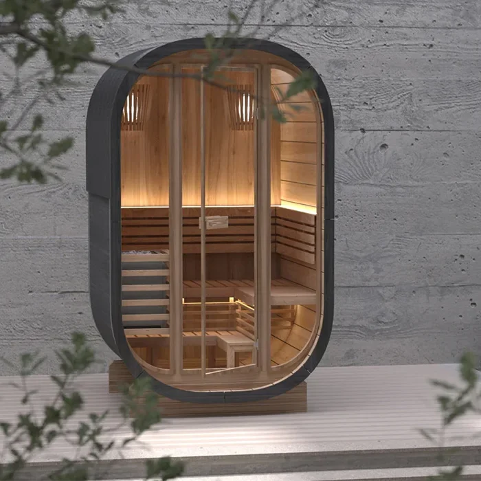 Red Cedar 2 Person Cube Sauna Outdoor Sauna Room with Harvia Stove