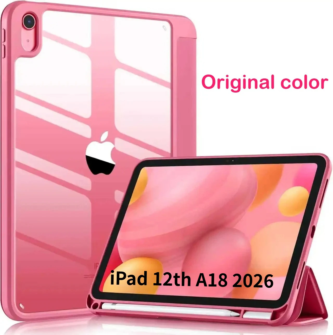 Clear Acrylic Back Tablet Case with TPU Protector and Pencil Holder