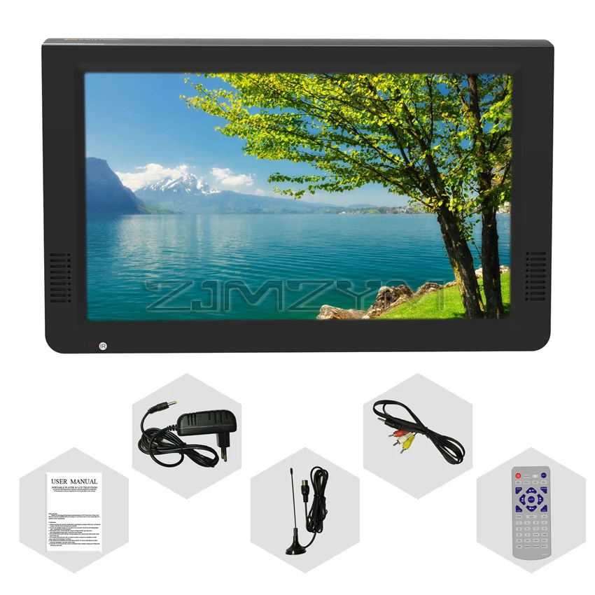 10 inch HD Portable TV DVB-T2 ATSC ISDB-T Digital and Analog Mini Small Car Television Support USB SD MP3 HDMI AV FM