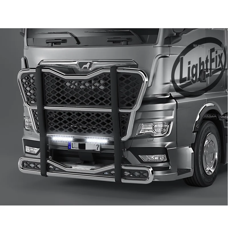 Collision Barrier Cattle Fence Lamp for Tamiya 1/14 RC Truck MAN TGX 540 56325 Tractor Trailer Degree Front Bumper Light Parts 5