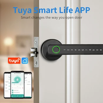 RYNX Tuya Smart Fingerprint Lock Financial level Electronic Indoor Lock Password/Key/Tuya APP/Bluetooth Unlock Bathroom Bedroom 1