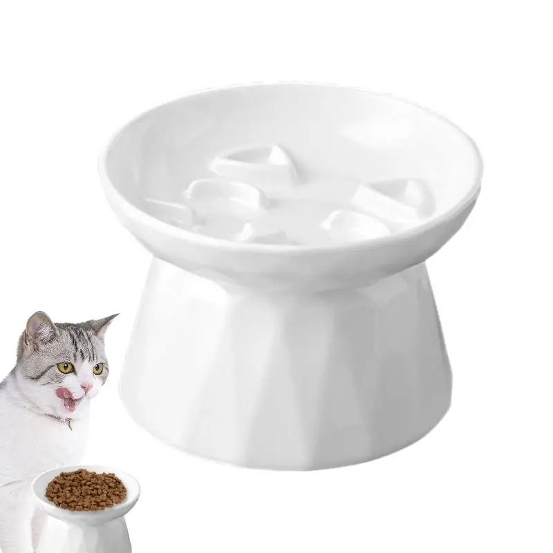 

Миска для кошек с медленной кормушкой, керамическая Улучшенная миска для кормления домашних животных, защита от рвоты, Интерактивная, для бассейна и рыбы, товары для кормления домашних животных