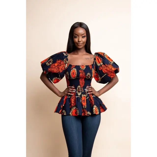Simisola Lantern Sleeve Print Top - Image 2