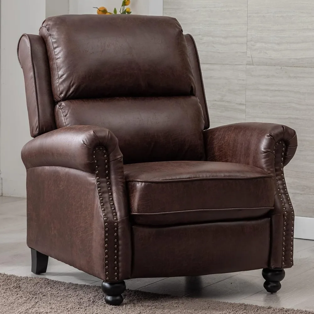 

Living Room Chairs Leather Armchair Push Back Recliner with Rivet Decoration Single Sofa Accent Chair for Living Room Chairs