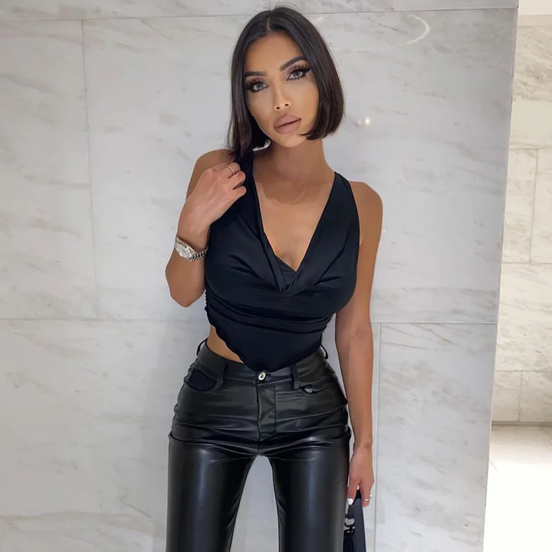 Y2K European and American women's summer low cut vest sexy sleeveless shirt