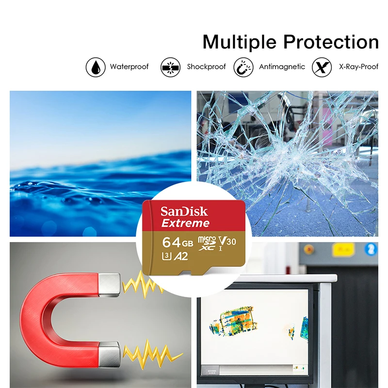 SanDisk 익스트림 microSDXC UHS-I 카드, 4K UHD 및 풀 HD 비디오 UHS 스피드 클래스 3 (U3) 및 비디오 스피드 클래스 30 (V30), 10PCs/로트