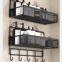 Portable Hanging Wall-mounted Storage Rack No-drilling Bathroom Shelf Garlic Seasoning Organizer Kitchen Storage Basket Moisture 5