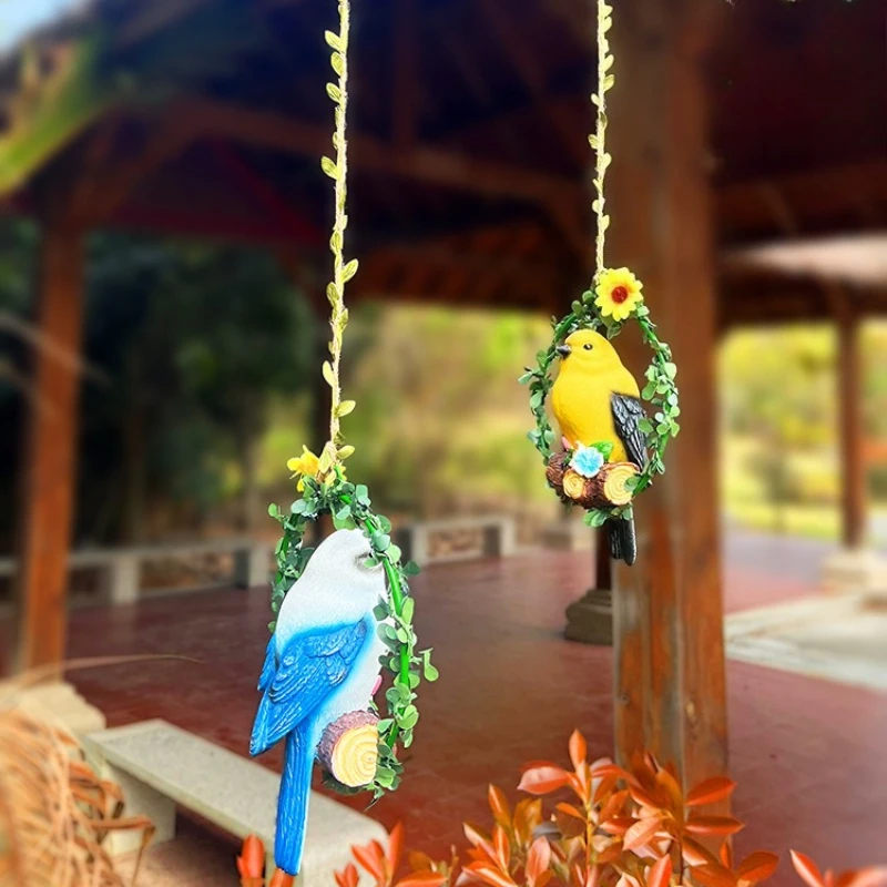 Resin Bird Hanging Decor for Garden Courtyard Home