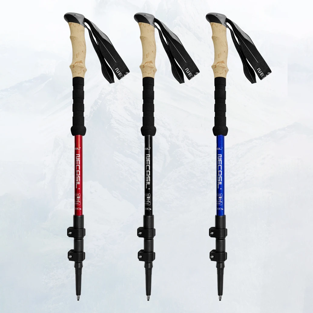 1pcs Aluminum Outdoor Hiking Anti Shock Walking Sticks Telescopic Trekking Climbing Poles Ultralight Walking Canes 135CM
