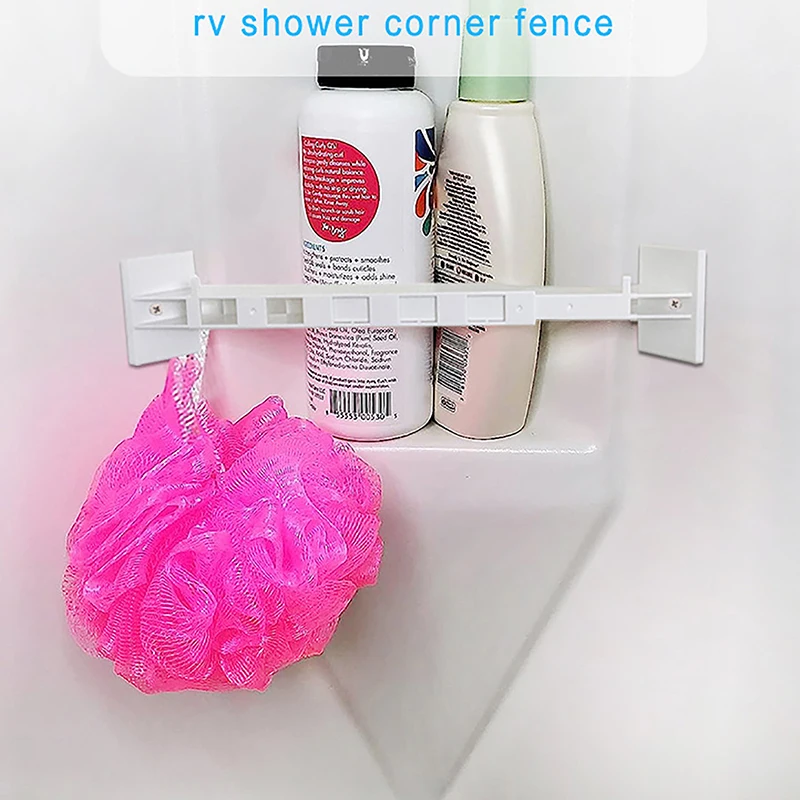 

Camper Rv Travel Trailer Bathroom Shower Corner Shelf Storage Bar Protect Shower Supplies Camping Car Accessory White Sturdy