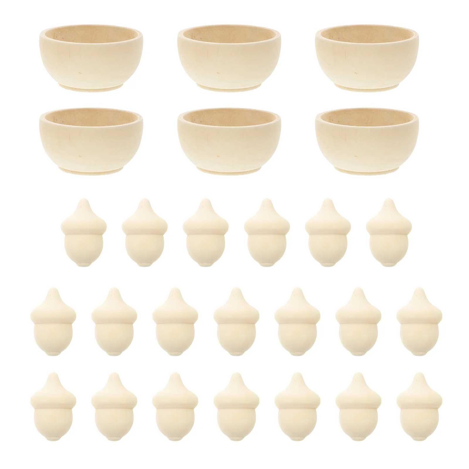 

20 Pcs Children’s Toys Counting Sorting Kit Craft Acorn Kids Unfinished Wood with Bowl