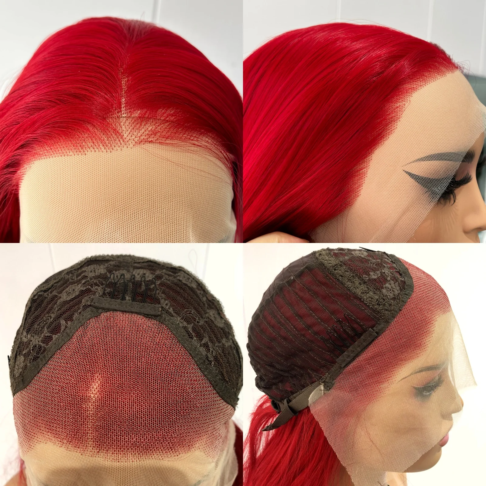 Lace Front Wig 13X4 Burgundy Red Wig Long Straight Synthetic Lace Front Wig Dark Wine Colored Hair Lace Frontal Wigs for Women Party Cosplay