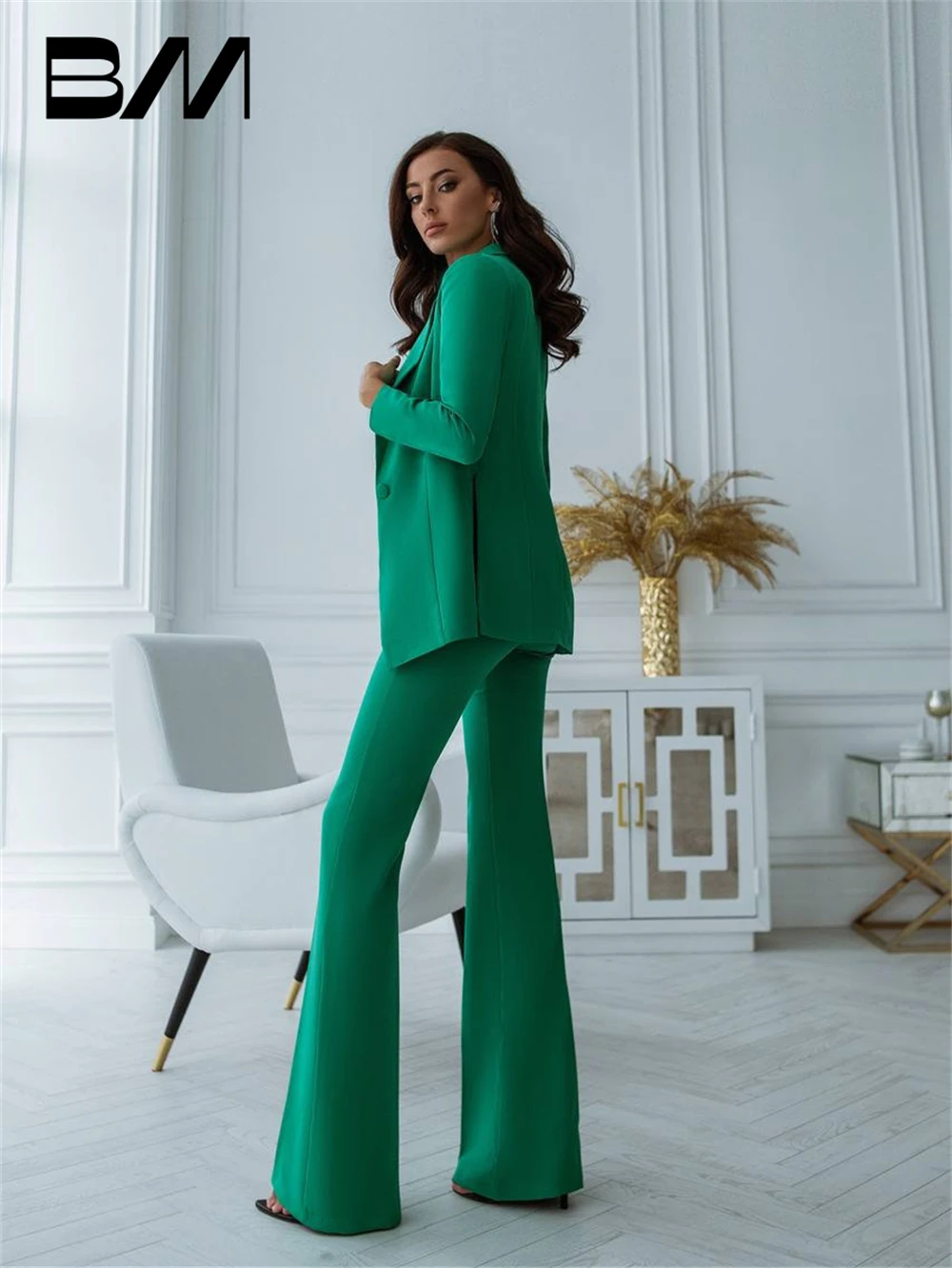High Waist Slim Fitting Women's Suits Set Formal Office Outfit 2 Pieces Including Blazer Pants Wedding Guest Pantsuit