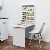 Computer Wall Mounted Folding Laptop Desk w/Multiple Storage,Modern Space-Saving 1