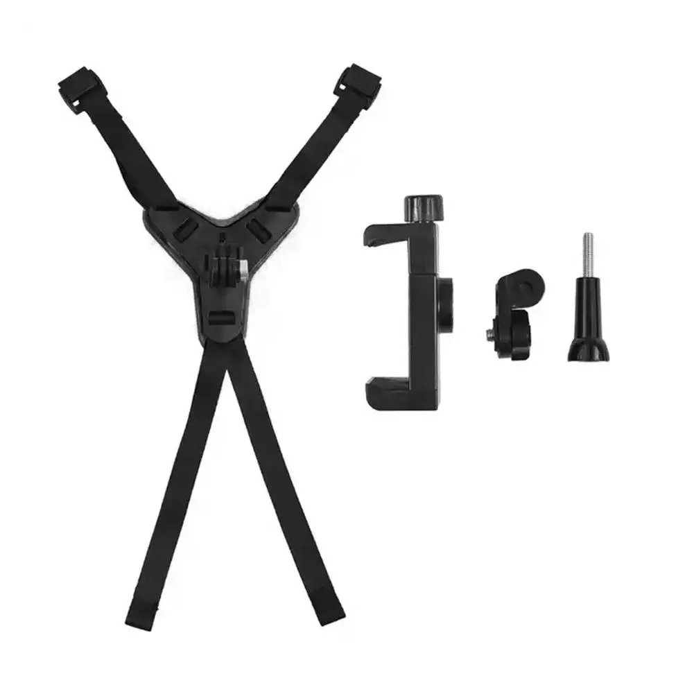 Motorcycle Camera Holder Helmet Chin Strap Mount Holder With Phone Clip For GoPro Hero 11 10 9 Action Camera Full Face Mobile