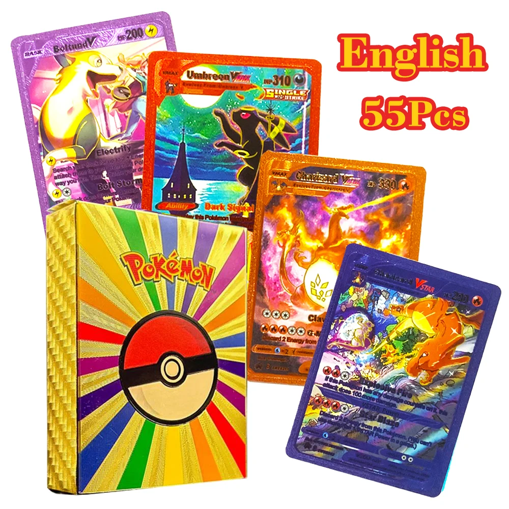 thumbnail image 1 of 110-27 tarjetas Pokémon (español, francés, inglés, alemán, Vmax GX, cartas de energía de batalla, Pikachu, colección de juegos, juguetes de batalla, regalos), 1 of 4
