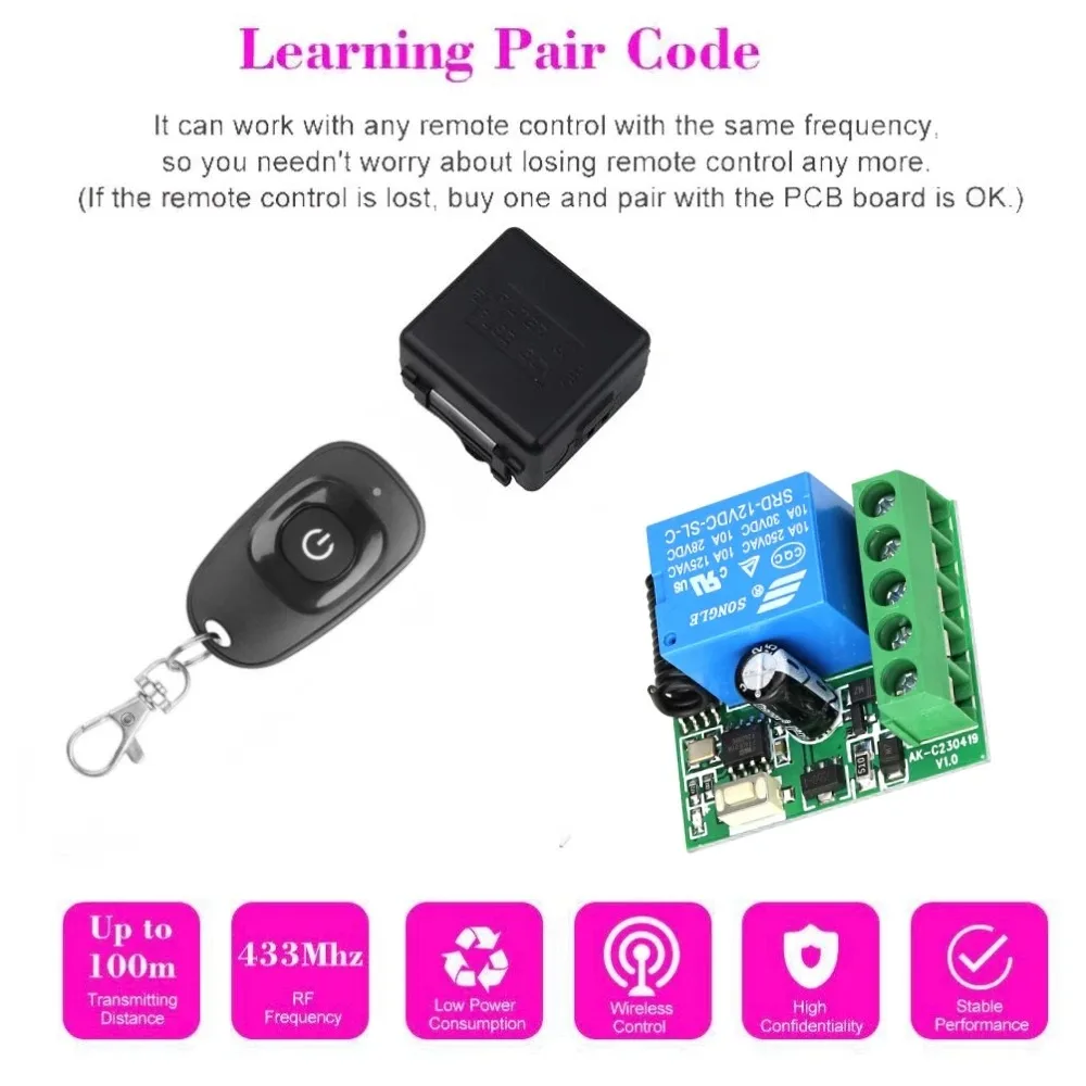 1CH RF Wireless Remote Switch – 12V 433MHz Relay Module - tech ...