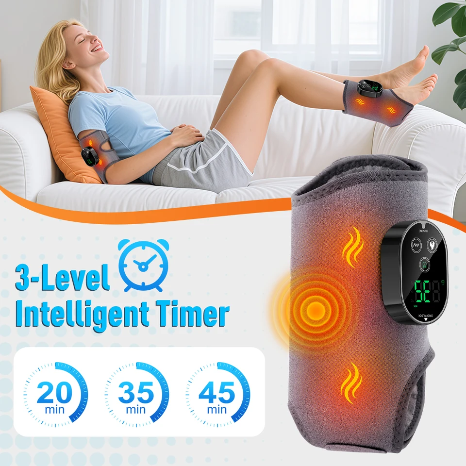 Electric Heating Guar 5 Levels Hot Compress Vibration Massage Wrist Ankle Brace Han Foot Protect Rechargeable_voghion.com