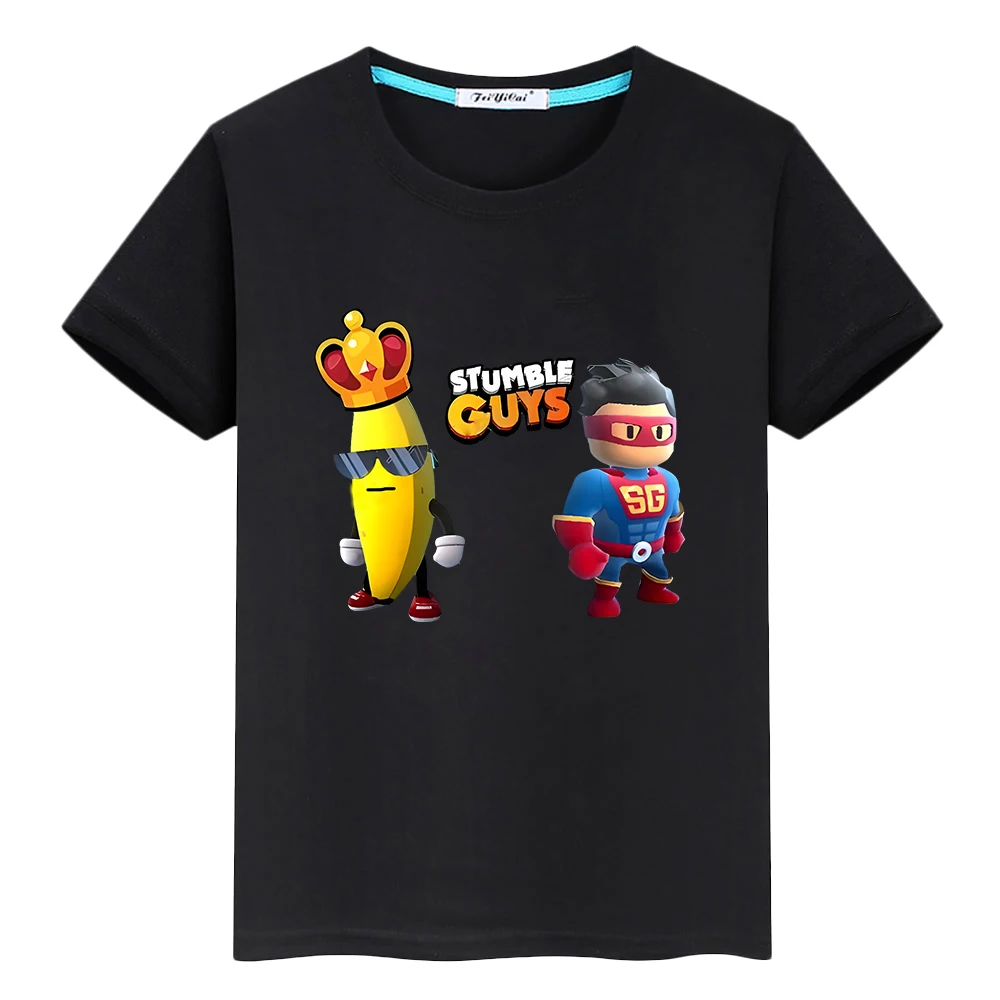 

kids Stumble Guys T-shirt 100%Cotton pride tshirt Casual y2k one piece anime Tees Kawaii Print Short Tops boys girls clothes
