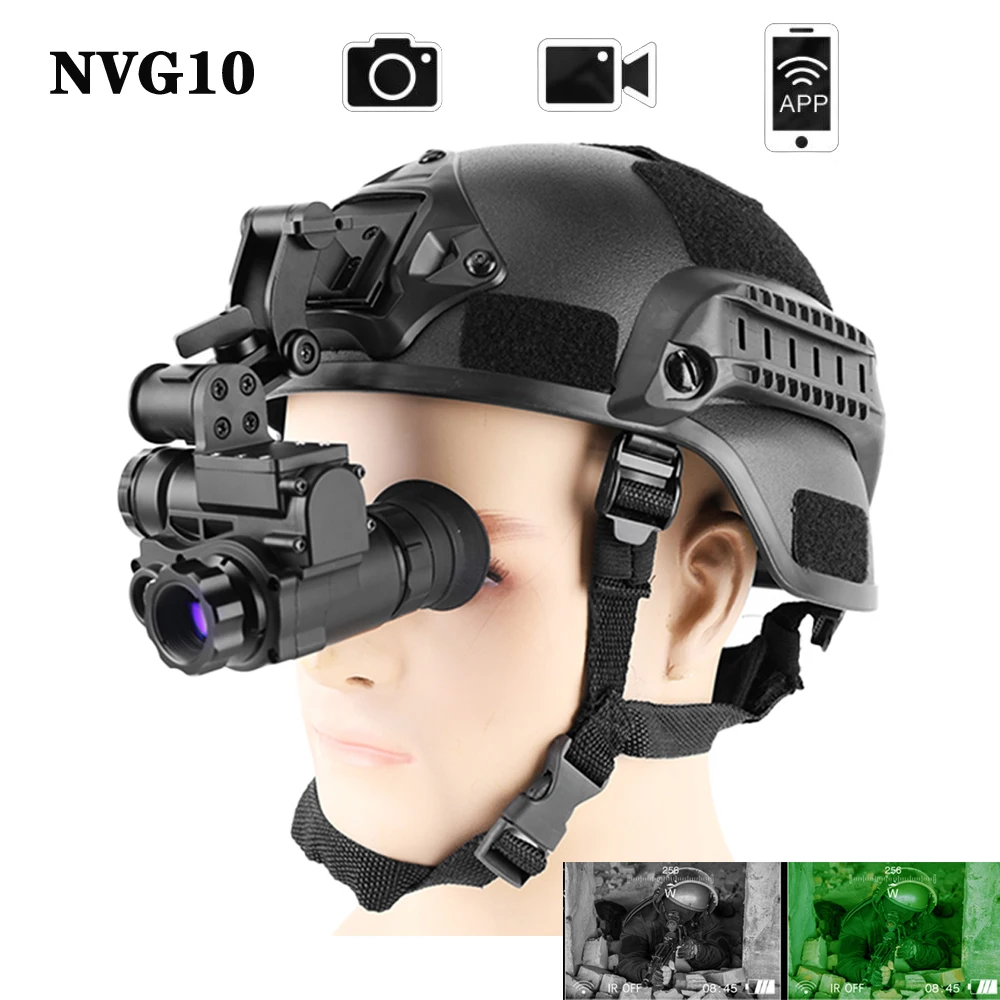 NVG10 Night Vision Monocular Helmet Scope Goggle HD1080p Green Infrard ...