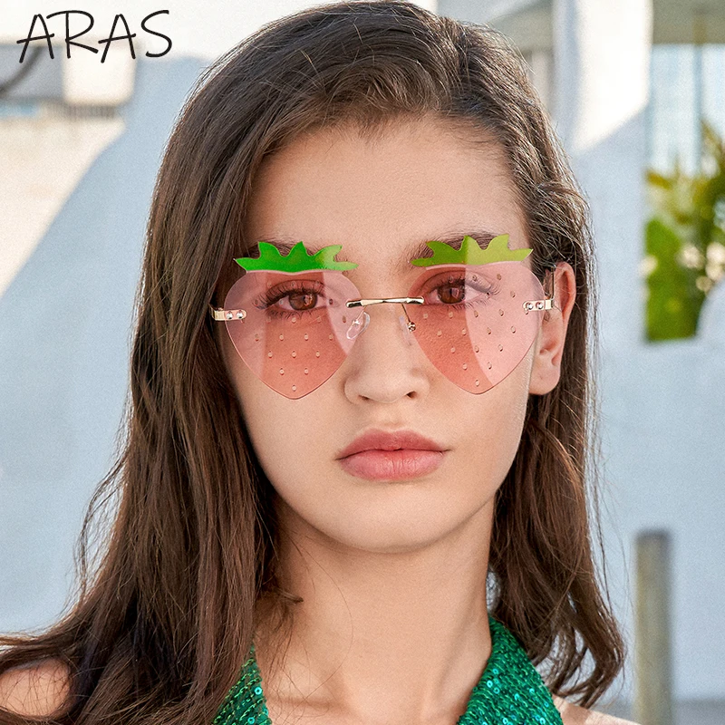 2022 New In Frameless Strawberry Sunglasses Funny Personality Frameless Party  Sunglasses for Women Fashion Ball Glasses - AliExpress