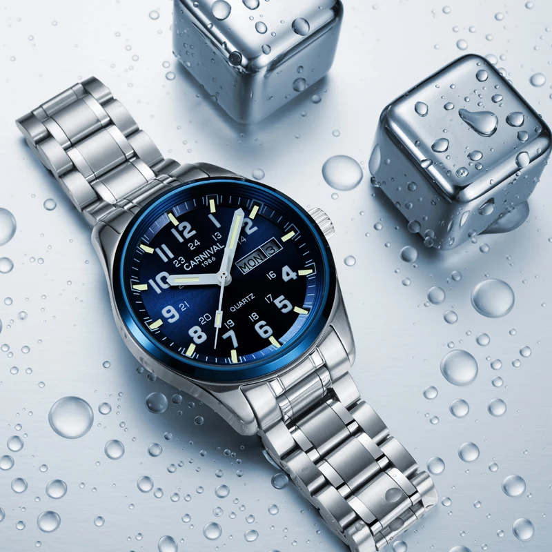 Montre Casanova Capitano Out Of Order - Cadran Blanc Bleu - Acier Inoxydable - Quartz Suisse - Étanche 100m