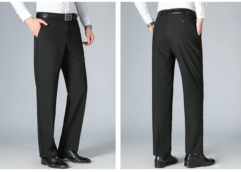 Description Picture 6 of itemNew Spring Autumn Men's Pants High Quality Solid Color Business Casual Long Male Suit Pants Straight Formal Man Trousers