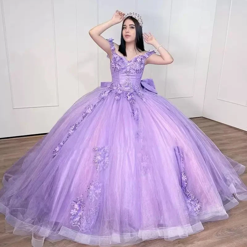 ANGELSBRIDEP Abito da ballo lilla Abiti stile Quinceanera Grande