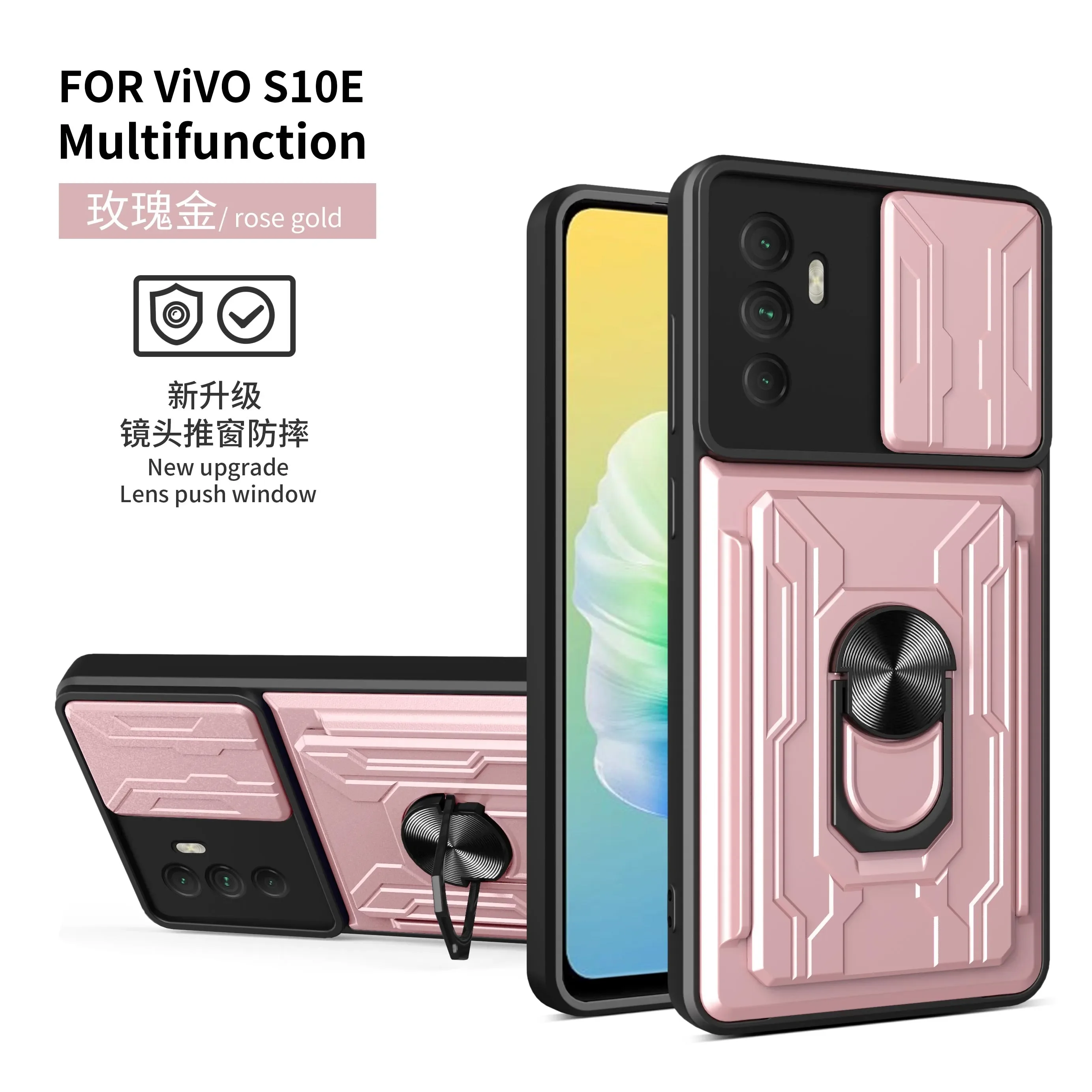 Enhanced Magnetic Military-Grade Stand Ring Case with Card Slot and Camera Protection