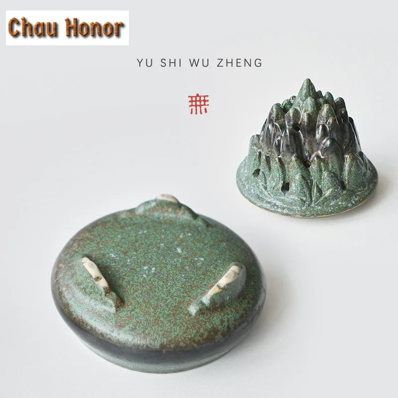 Bronze Glaze Mountains Coarse Pottery Incense Holder Mist Smoking Steamers Incense Burners Meditation Censer Tea Ceremony Crafts