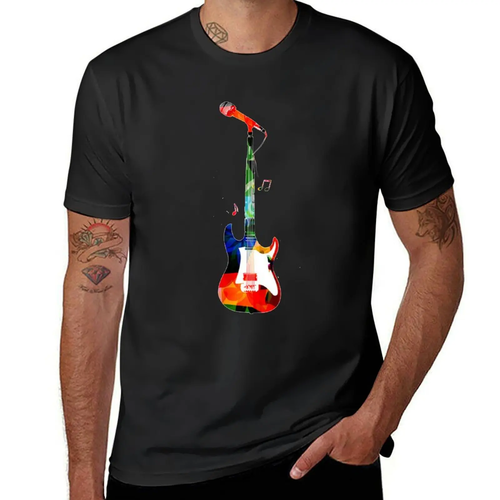 

Guitar color music T-shirt sports fans customizeds customs design your own cute clothes mens graphic t-shirts pack