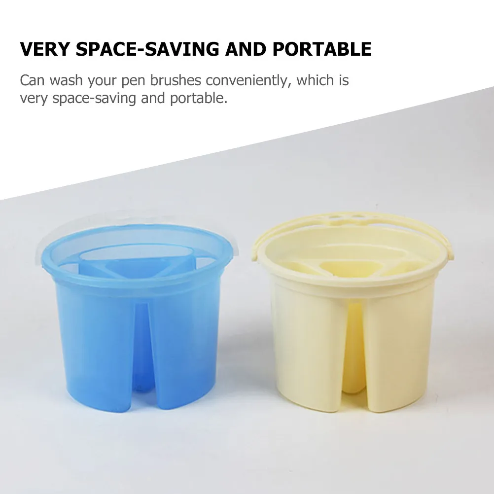 2Pcs 펜 세척 용기 세척 브러시는 별도로 공간 절약 가능 가정 교실 야외 스케치 그림 용품용 휴대용