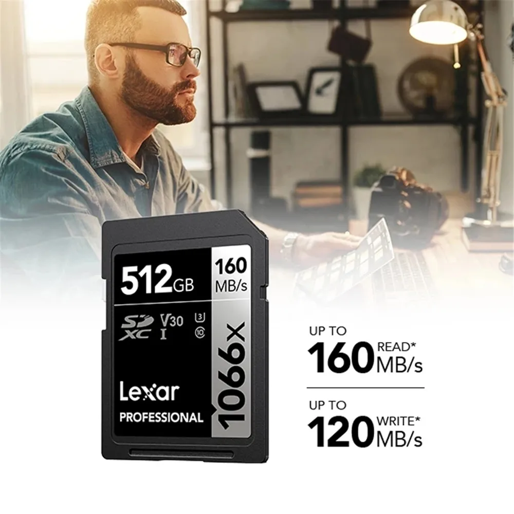 Lexar  SD ī, 3D 4K  ī޶ ÷ ޸ ī, 2000X V90 U3 C10 1667X V60 SDXC 1066X V30 UHS-II, 800X V10