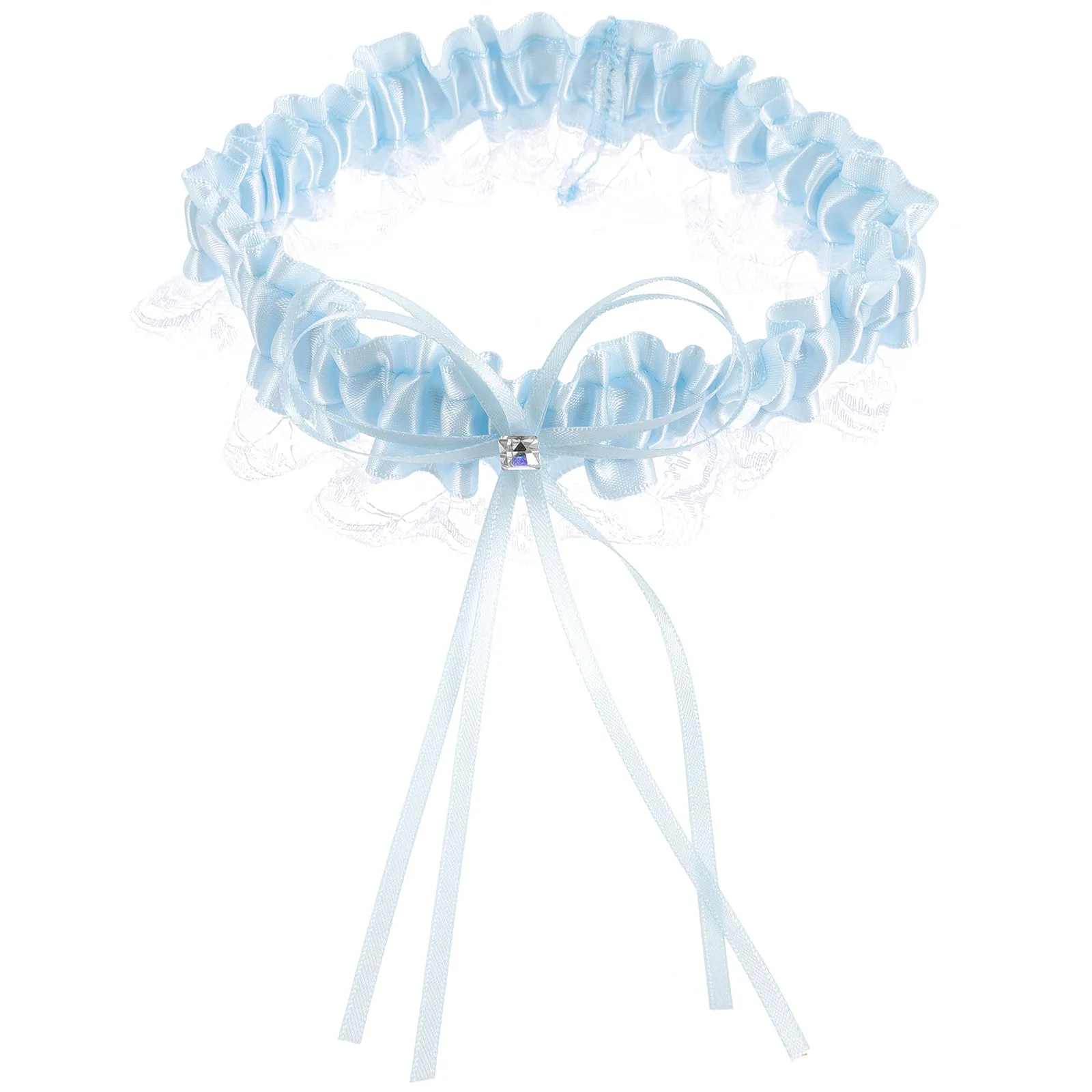 Giarrettiera da Sposa Blu con Fiocco in Pizzo, Fascia per Coscia Sexy, Accessorio Elegante per il Giorno del Matrimonio, Simbolo di Purezza, Abbinabile a Tutto - immagine 2