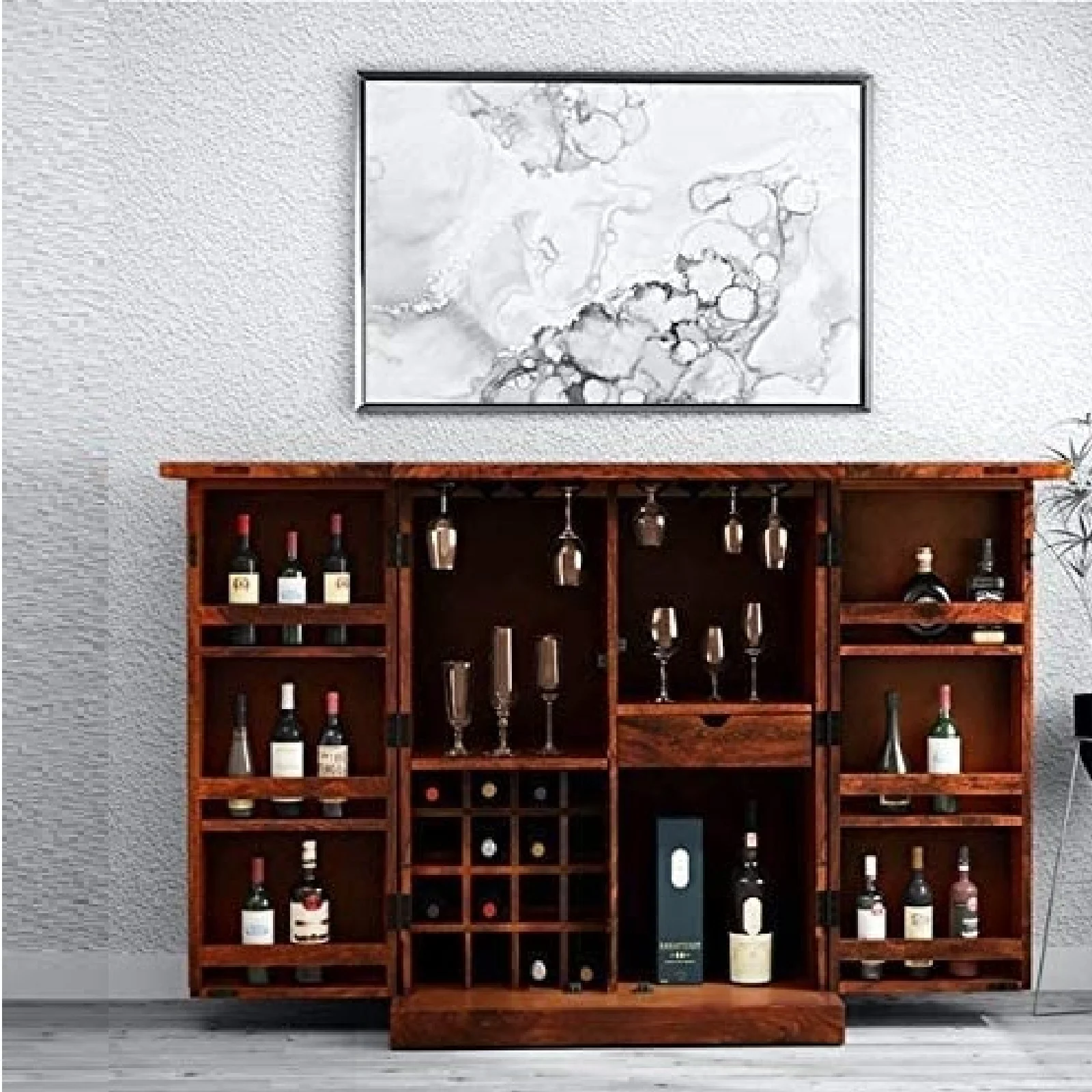 Mini Bar Cabinet Wine Storage Rack with Drawer & Glass Holder For Bar Table Display Shelf for Living Room Home furniture