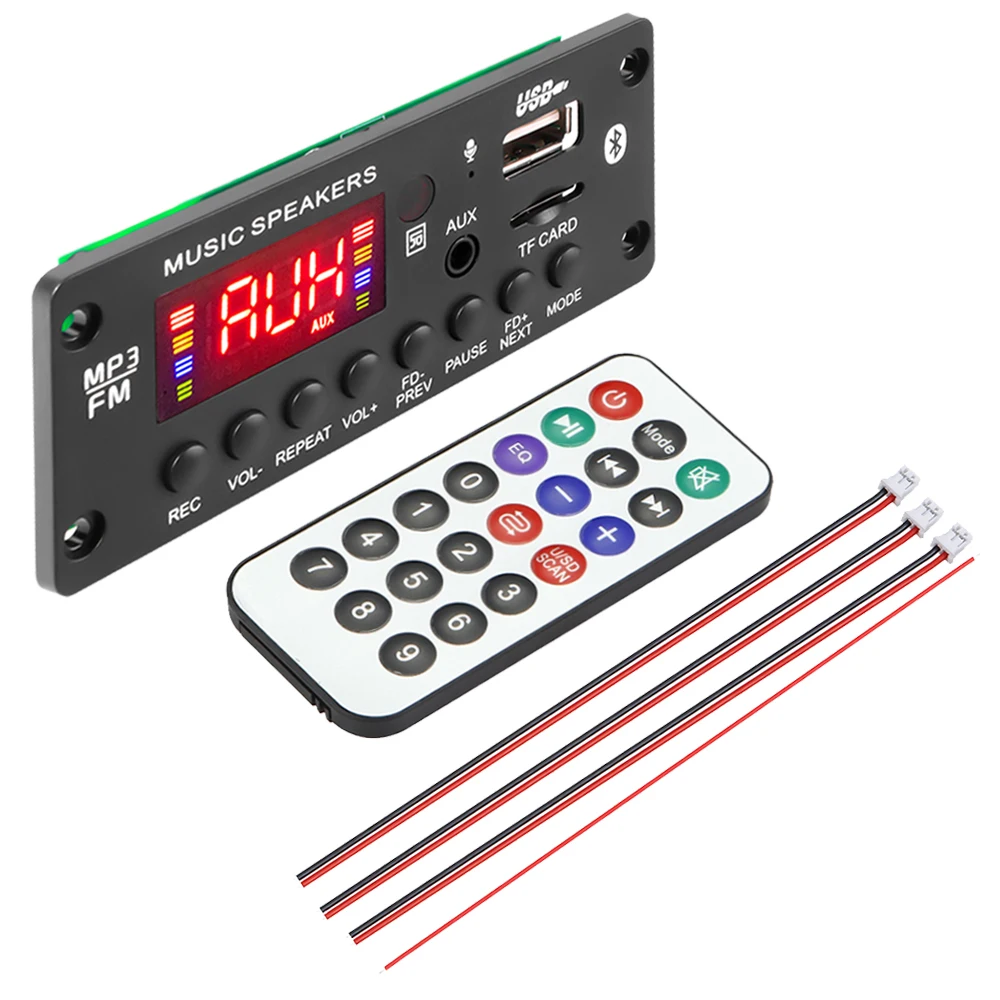 블루투스 5.0 자동차 FM 라디오 모듈 TF USB AUX WMA 플레이어 디코더, 핸즈프리 앰프, 2*25W, 50W, 12V MP3 플레이어 디코더 보드