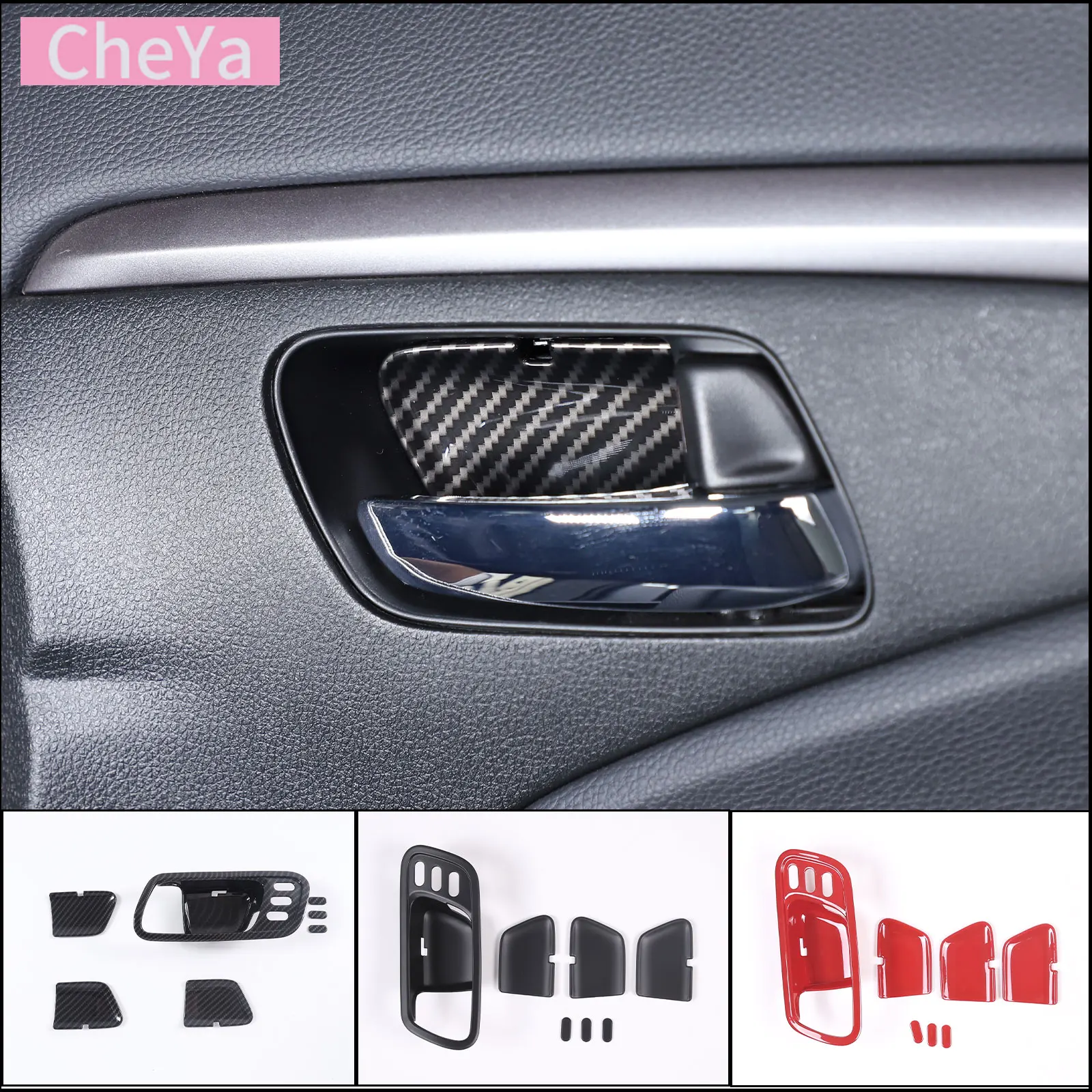 

For Honda Pilot 2015-2022 Car Interior Door Bowl Panel Decorative Cover ABS Carbon Fiber Interior Accessories