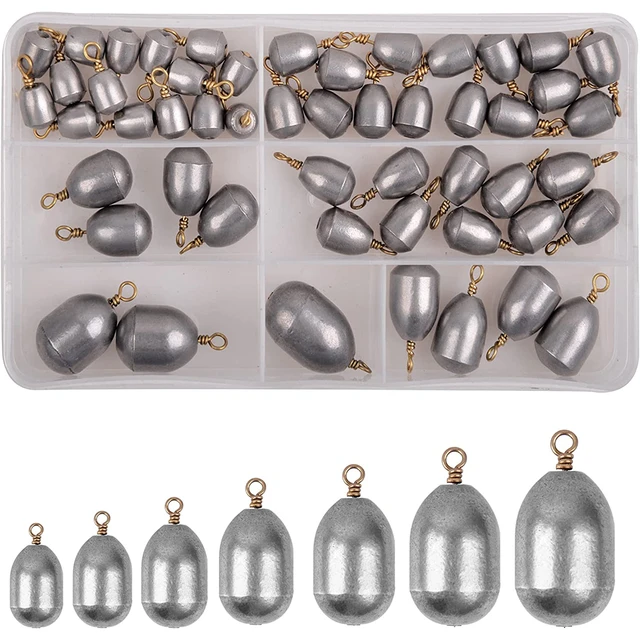 Fishing Iron Weights Sinkers 25/50Pcs Bass Casting Sinker with Ring Water  Drop Shot Weight for