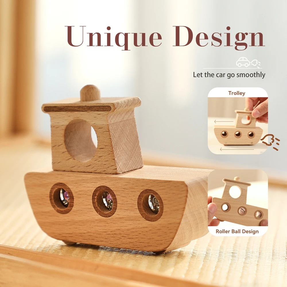 Montessori Baby Ship Toys Educational Games Kids Toddler Wooden Boat Toys For 1 2 Years Creative Montessori Game For Children 2