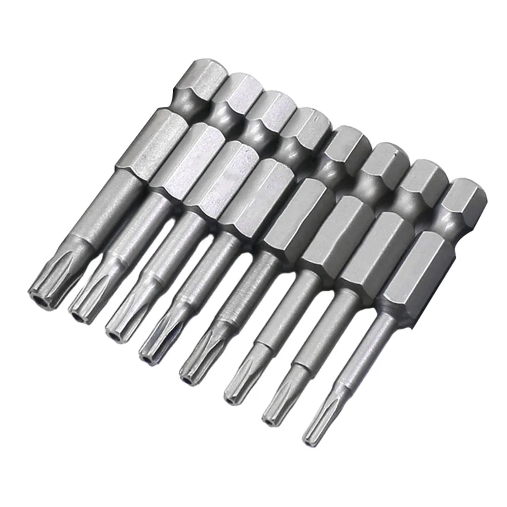 

8Pcs Set 50mm Torx Screwdriver Bits T8-T40 Alloy Steel 1/4" Hex Shank Magnetic Five-Point Torx Screwdriver Bit Set Hand Tool