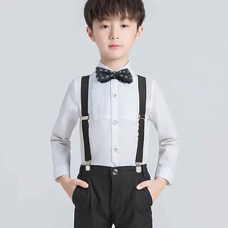 Kids Suspenders Clip Printed Bow tie suit Y-Shape Adjustable and Bow Tie Set for Christmas Party Costume Dress 2Pcs