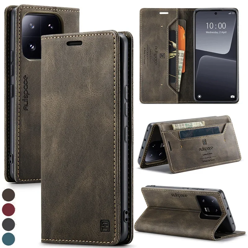 Premium Magnetic Leather Flip Wallet Phone Case with Card Holder