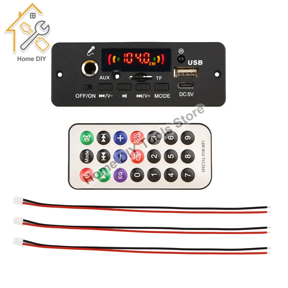 

DC 5V MP3 Player 10W Amplifier Bluetooth MP3 Decoder Board Car Music Player FM Radio Handsfree Call Record Module Support Mic