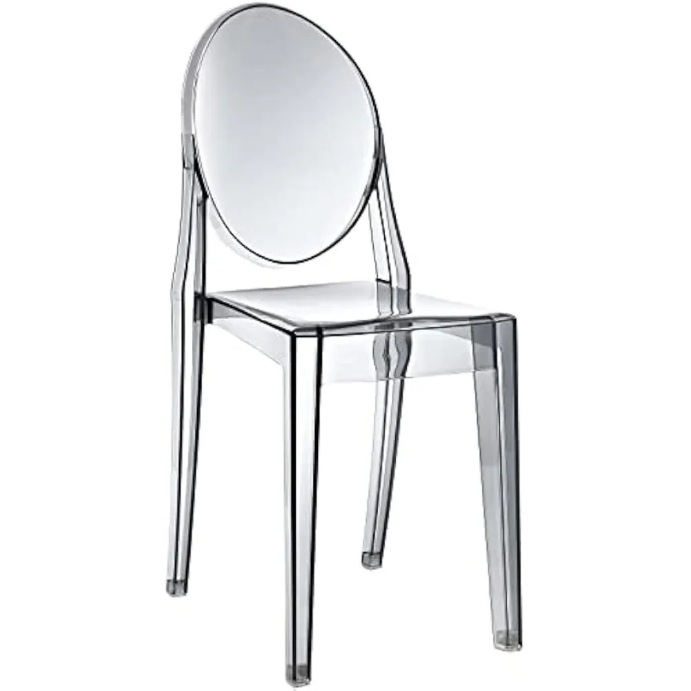 Modern Acrylic Stacking Two Dining Side Chairs in Smoke 4