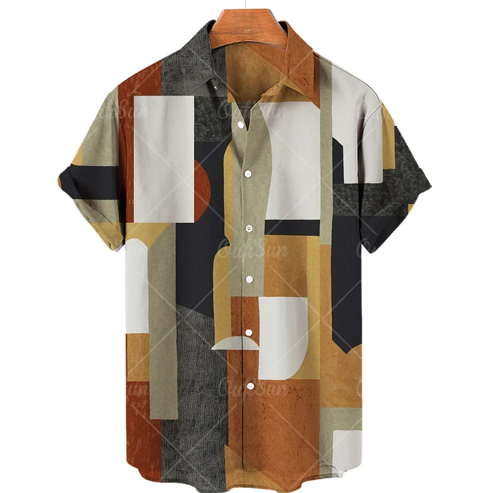

Spring And Summer Men's Shirt Striped Plaid Pattern Printing High-quality Men' Clothing Daily Outing Leisure Hawaiian Shirt Soft