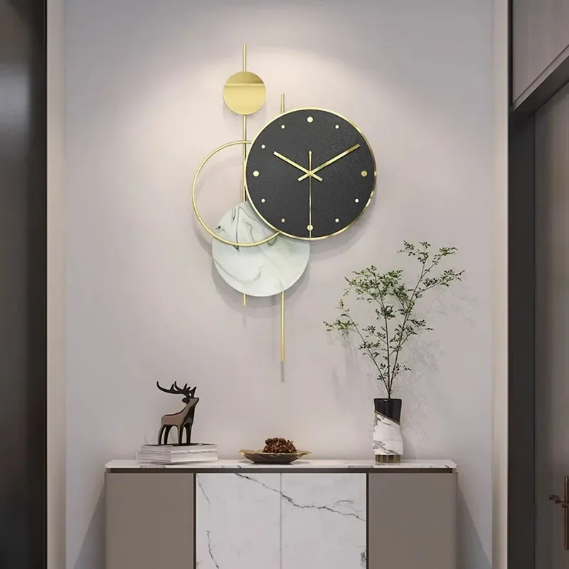 Art-Deco-Wall-Clock-Living-Room-Gold-Digital-Luxury-Wall-Clocks-Black ...
